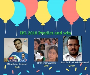 #IPL2018 - Ques #8, #9 & #10 Winners