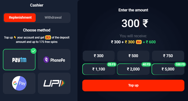TopX Casino Banking