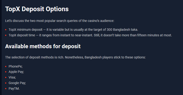 TopX Deposit