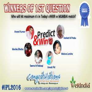IPL2016 - Winners of Ques #1