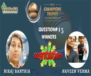ICC Champions Trophy 2017- Winners of Ques #13
