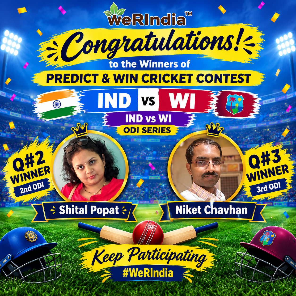 Cricket Contest 2026 2nd ODI, INDvsWI Q#2 & Q#3