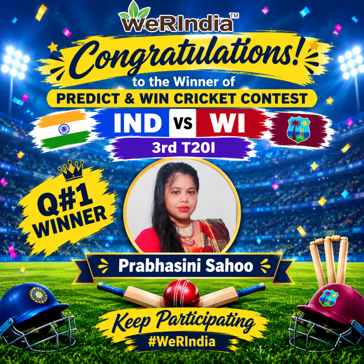 Cricket Contest 2026 3rd T20I, INDvsWI Q#1